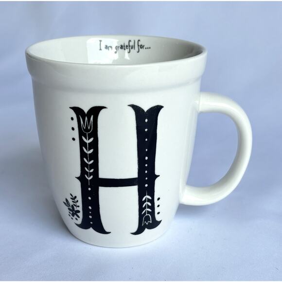 Natural Life I Am Grateful For Coffee Mug Cup Monogrammed Letter H - Picture 8 of 8